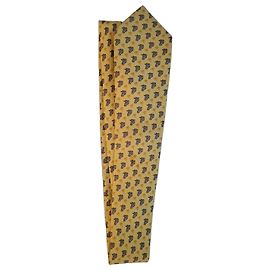 Hermès Men's Silk Tie Elephant Pattern Yellow Other Yellow