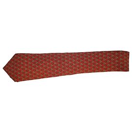 Gucci Red and Gold Patterned Silk Tie Red Golden