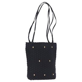 Borsa a tracolla Salvatore Ferragamo Canvas Nero Oro Auth BA14349A Nero D'oro