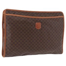 Céline Pochette CELINE Macadam en PVC et cuir marron avec finitions dorées Auth 192724A Marron Autre