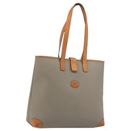 Borsa Tote Christian Dior in PVC e tela Grigio Oro Auth gh2170 Marrone D'oro