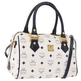 Sac Boston MCM Vicetos en PVC et cuir blanc avec finitions dorées Authentique 192878A Blanc Autre