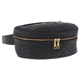Sac banane en cuir VERSACE Noir Or Auth am12055V Noir Doré
