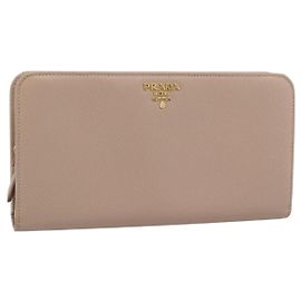 Cartera larga PRADA de piel Saffiano Rosa Tono Oro Auth 192748M Rosa Otro