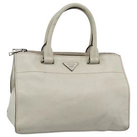 Borsa PRADA in pelle Avorio Argento Auth 192790 Argento Crudo