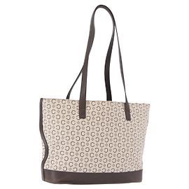Céline CELINE C Macadam Tote Bag Canvas Ivory Brown Auth 192715 Brown Cream