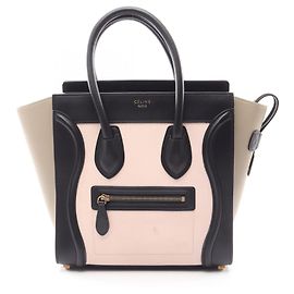 Céline Sac cabas Celine Luggage Micro Shopper Noir Rose Beige