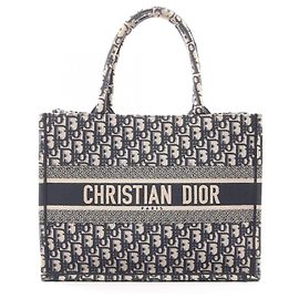 Christian Dior Dior BOOK TOTE Medium Oblique Tote Bag Beige Blu navy