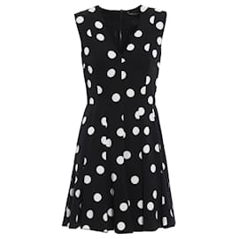 Dolce & Gabbana Polka Dot Silk Mini Dress Black White