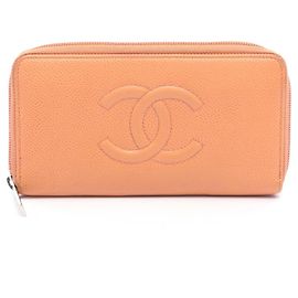 Chanel Coco Mark Round Long Wallet Orange
