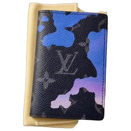 Louis Vuitton Monogram Camouflage Wallet Black Blue Multiple colors Purple