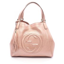 Sac cabas Gucci Soho Cellarius Interlocking G Metallic Rose Métallisé