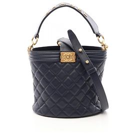 Chanel Boy 2-way Shoulder Bag Navy blue