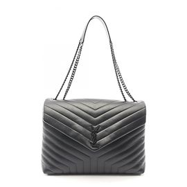 Bolsa Loulou Large de couro preto Yves Saint Laurent Paris Preto