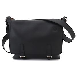 Loewe Military Black Leather Shoulder Handbag Black