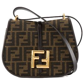 FENDI - Bolsa tiracolo C'Mon PM em lona monogramada e couro liso marrom Marrom