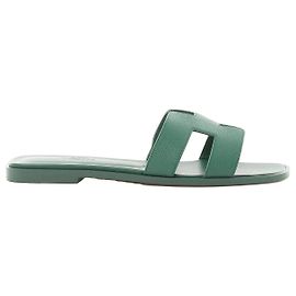 Hermès Sandales HERMES Oran en cuir Epsom Vert Cactus, Taille 39 EU Vert