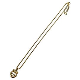 Collana con motivo nastro a cuore logo CD Christian Dior D'oro