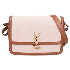 Bolsa de ombro com aba em canvas Saint Laurent Marrom