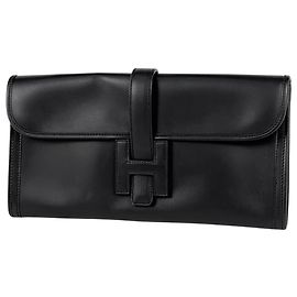 Hermès Clutch Hermes Jige Elan em couro Swift preto Preto