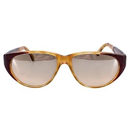 Trussardi Vintage 1980s Two-Tone TPL 208 Oval Shape Sunglasses Beige