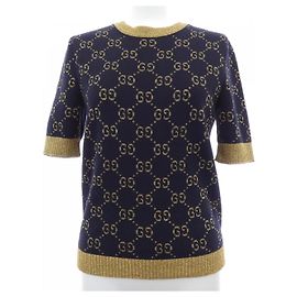 Top en maille Gucci GG Cotton Glitter Noir Doré