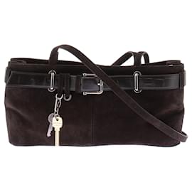 Autre Marque Mini Brocle Handtasche aus Wildleder Braun