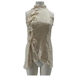 Autre Marque LAGANNI Sequin Top Beige Beige