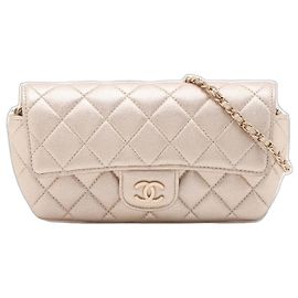Bolsa de ombro Chanel em couro dourado Dourado
