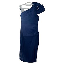 Autre Marque Rachel Gilbert Olive Asymmetric Navy Blue Evening Dress Dark blue