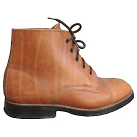 Autre Marque Handmade Leather Ankle Boots - Size 38 Brown
