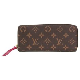 Louis Vuitton Monogram Clemence Wallet Brown Fuschia