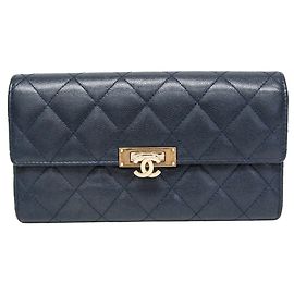 Chanel Matelasse Coco Rock Long Wallet Navy blue