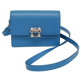 Prada Saffiano Lock 2ZH098 Mini Pouch Bleu
