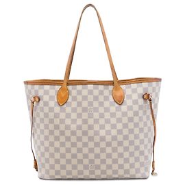 Louis Vuitton White Damier Azur Neverfull MM Bianco