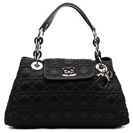 Dior Black Medium Satin Cannage Charming Lock Tote Black