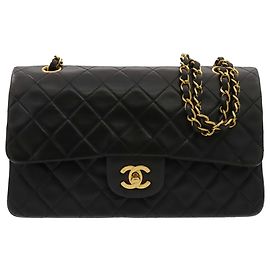 Chanel Black Medium Classic Lambskin Double Flap Noir