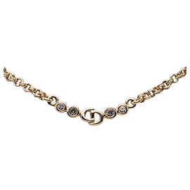Colar com pingente Dior Gold banhado a ouro com logotipo CD e strass Dourado