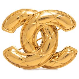 Chanel Gold CC gesteppte Brosche vergoldet Golden