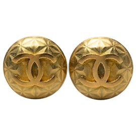 Chanel Gold CC Goldplattierte runde Clip-Ohrringe Golden