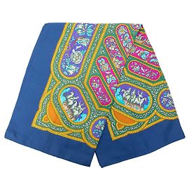 Sciarpa in seta Hermès Blue Qalamdan Blu