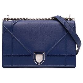 Dior Blue Medium Grained Calfskin Diorama Flap Bleu