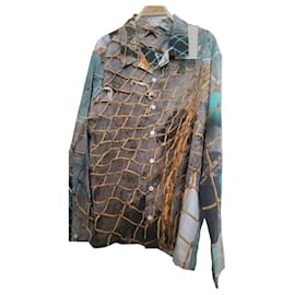 Autre Marque Camisa de seda estampada Serapis Otro Gris