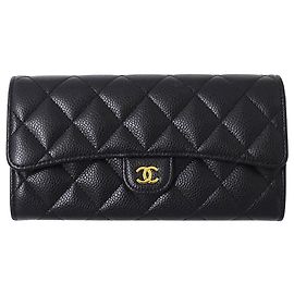 Chanel Matelassé Long Wallet Black
