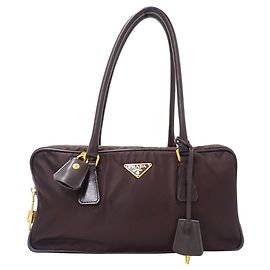 Prada Dark Brown Nylon Handbag Dark brown