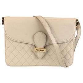 YVES SAINT LAURENT Quilted White Leather Shoulder Bag White