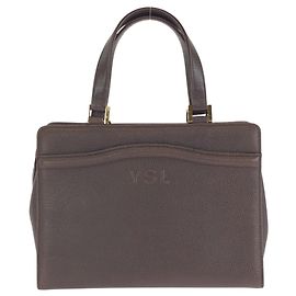 Bolsa de couro marrom vintage Yves Saint Laurent Marrom