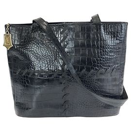 Yves Saint Laurent Vintage Embossed Black Leather Tote/Shoulder Bag Black