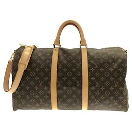 Bolso Boston Louis Vuitton Monogram Keepall Bandoulière 50cm Castaño Monograma