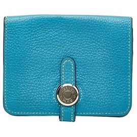 Portafoglio Dogon in pelle Togo blu Hermès Blu